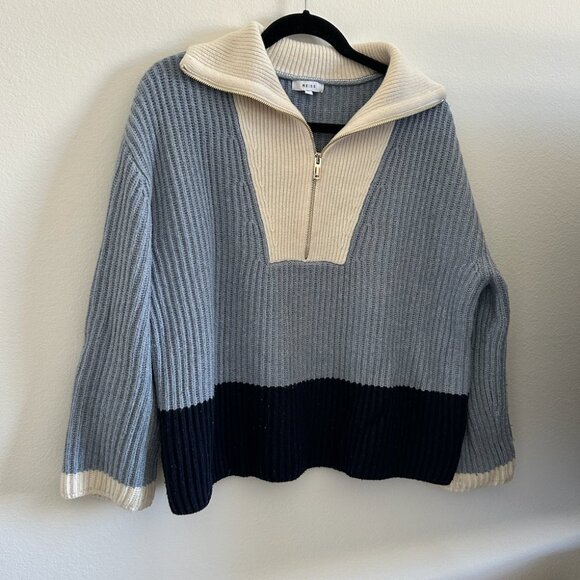 Reiss Blue and Cream Women's Sweater - Picture 1 of 5